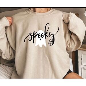 Halloween Crewneck Sweatshirt Ghost Spooky Spider Web Size XL New